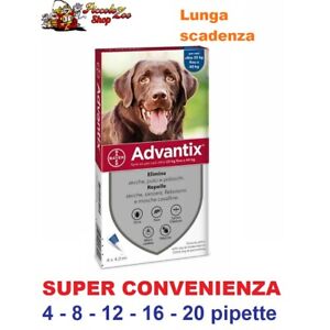 Advantix Bayer oltre 25kg antiparassitario cane 25-40kg 4-6-8-12-16-20 pipette