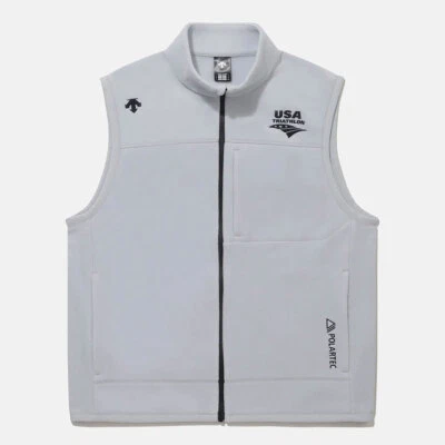 DESCENTE Mens USAT POLARTEC MICRO FLEECE VEST SQ123IVE11 GREY M-2XL ASIAN FIT - Image 1 of 4