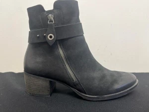 PAUL GREEN LADIES BLACK NUBUCK SIDE ZIP ANKLE BOOTS UK 6 EUR 39 B6001 - Picture 1 of 4