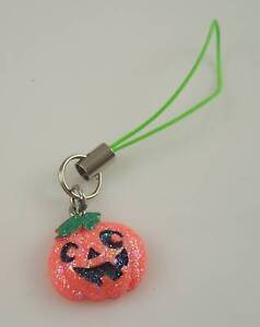 Halloween Orange Pumpkin Cell phone Charm purse glitter