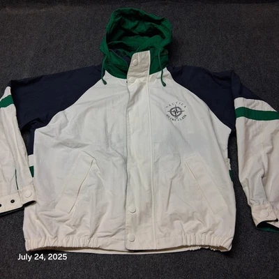 Chaqueta cortavientos Nautica clase 12 metros para hombre talla XL blanca y azul con capucha Foto 1 de 4