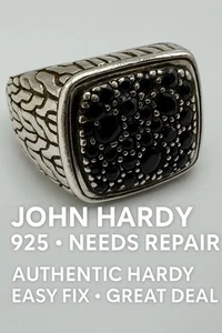 John Hardy Classic Chain Signet Black Sapphire - 2 Steine fehlen/reparaturbedürftig - Bild 1 von 14
