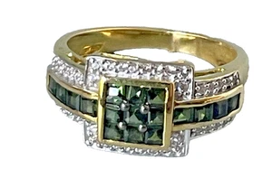 ART DECO Vermeil Tourmaline & White Stones Ring - Picture 1 of 7
