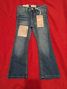 NEU Squeeze Kleinkind Mädchen Größe 4T Schlag 5 Taschen blau Jeans verstellbare Taille  - Bild 1 von 8