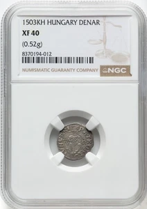 HUNGARY 1503-KH DENAR SILVER COIN, CIRCULATED AND ORIGINAL, NGC CERTIFIED XF40 - Picture 1 of 2
