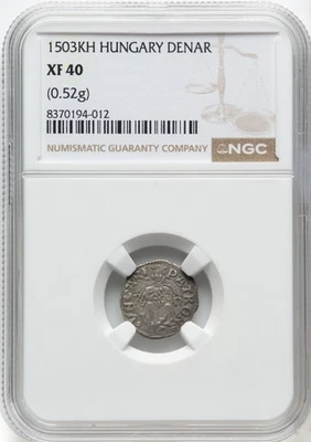 HUNGARY 1503-KH DENAR SILVER COIN, CIRCULATED AND ORIGINAL, NGC CERTIFIED XF40 - Image 1 of 2