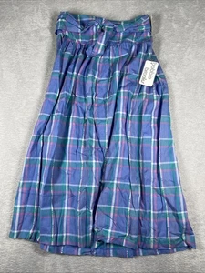 New Vintage Bobbie Brooks Maxi Skirt Women's Large Blue Plaid smocked tie front - Picture 1 of 9