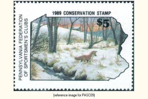 HALFPRICESOCIETY Pennsylvania Federation of Sportsmen Stamp 1989 $5 fox - Image 1 of 1