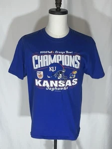 Old Varsity Brand 2008 Kansas Jayhawks Football Orange Bowl Champions T-Shirt - Picture 1 of 7