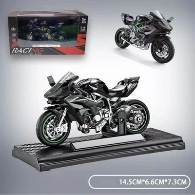 Ornamento de veículo de simulação de liga de brinquedo modelo motocicleta Kawasaki H2R presente menino - Imagem 1 de 4