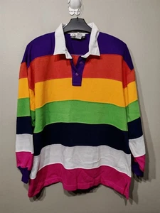 Sudadera Polo Rugby Vintage Años 80 90 Diana Marco Rayas Anchas Bloques de Color 18W 38 - Imagen 1 de 9