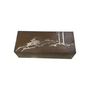 ANTIQUE HEINTZ STERLING BRONZE FOX HUNT TOBACCO HUMIDOR ART  - Picture 1 of 8