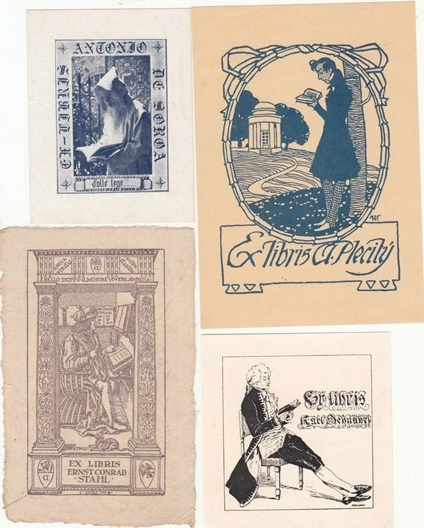 4 Exlibris Bookplate Konvolut Lot Lesende 1 - Bild 1 von 1
