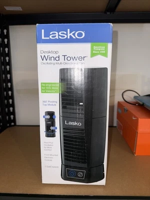 Lasko Desktop Wind Tower Fan 2-Speed Oscillating Black Model 4910 New in Box - Image 1 of 3