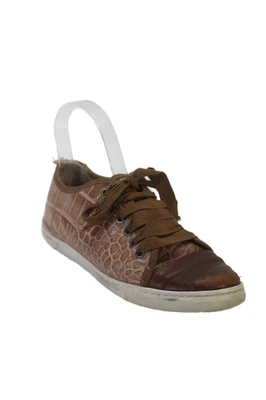 Lanvin Womens Embossed Leather Cap Toe Low Top Lace Up Sneakers Brown Size 6 - Image 1 of 4