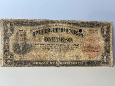 1936 "Estados Unidos" FILIPINAS Veterano "BILLETE DE UN PESO" Apolinario Mabini EMISIÓN Foto 1 de 4