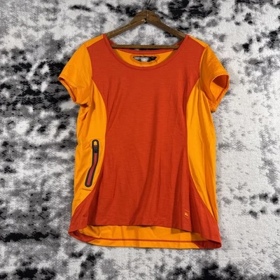 REI Top Womens Size Medium Orange Two Tone Pocket Outdoors Comfort Stretch - Imagem 1 de 4