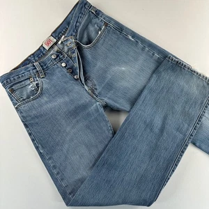 Levis 501 Herren Blue Jeans Straight Leg Button Fly Denim 32x34 Rot Y2K - Bild 1 von 15
