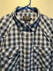 Pendleton Hemd Herren XLarge blau kariert Frontier Western Pearl Snap Langarm - Bild 1 von 10