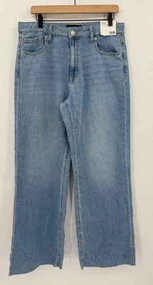 Jeans Aeropostale Feminino 12 Azul Cintura Alta Perna Larga Denim Não Elástico Aero NOVO - Imagem 1 de 4
