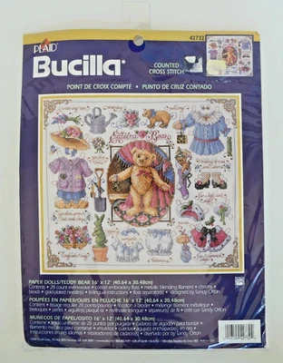 Muñecas de papel Bucilla/oso de peluche #42732 kit de punto de cruz contado 42732 NUEVO SELLADO Foto 1 de 4