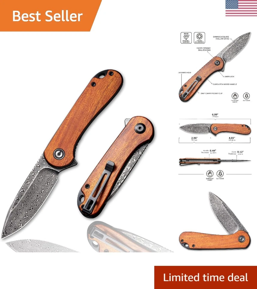 CIVIVI Elementum Cuibourtia 2.96in Plain Hand Rubbed Black Drop Point C907DS-2