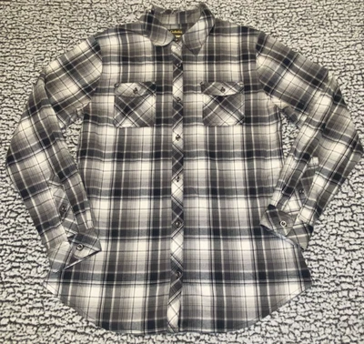 Cabelas Mens Long Sleeve Plaid Button-Down Shirt M Black/White Cotton Blend - Image 1 of 4