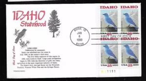 IDAHO STATEHOOD CENTENNIAL 1990 ARISTOCRAT CACHET PLATE#BLOCK FDC0 UNADD - Picture 1 of 1
