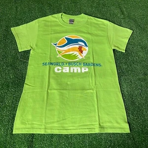 Sea World Busch Gardens Camp Short Sleeve Crew Neck Green T-Shirt Tee Size S - Picture 1 of 13