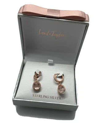 PENDIENTE CRISTAL LÁGRIMA TONO ORO ROSA LORD AND TAYLOR $60 NUEVO CON ETIQUETAS - JC300 Foto 1 de 4