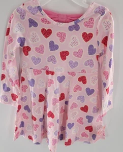 NEW Valentine's Day Candy Hearts Girl's Pink Long Sleeve Dress Bow Size 3T - Picture 1 of 2