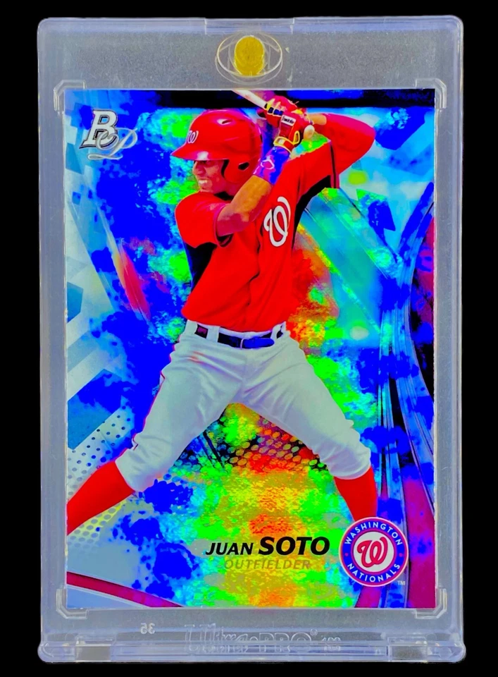 JUAN SOTO ROOKIE REFRACTOR Platinum Silver Rainbow Foil Base 2017 RC - YANKEES - Image 1 of 4