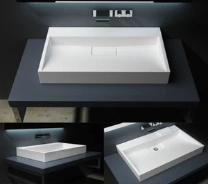 Modern Bathroom Wash Basin Sink Stone Resin Countertop Wall Hung Full Size Range - Picture 1 of 28