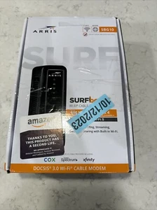 ARRIS SURFboard SBG10 DOCSIS 3.0 16 x 4 Gigabit Cable Modem & AC1600 Wi-Fi 5 - Picture 1 of 2