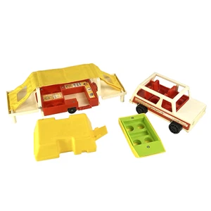 Vintage Fisher Price Little People Play Family Car/Jeep & Camper Pop Up #992 - Picture 1 of 11