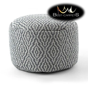 Moderner schöner POUFFE ""ZYLINDER"" zum Sitzen 50x50x50 cm anthrazit creme BOHO - Bild 1 von 10