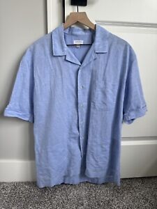 Sunspel Guayabera Pocket Shirt Linen Cotton Light Blue Medium M $235