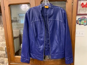Ruby Rd purple faux leather  jacket with studs size medium - Picture 1 of 10