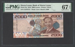 Sierra Leone 1000 Leones 27-4-2010 P31a Uncirculated Graded 67 - Picture 1 of 2