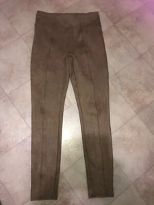 Spanx Womens Sz S Brown Tan Soft Faux Suede Leggings Tummy Panel Stretch - Picture 1 of 5