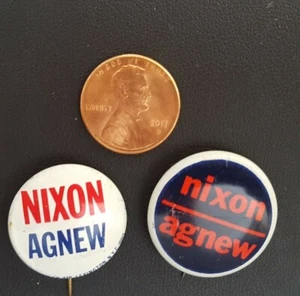 (2) Vintage Political Campaign Button ~ Nixon /Agnew - Bild 1 von 4