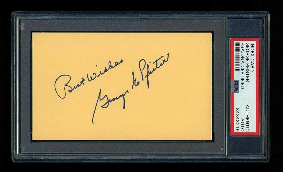 GEORGE PFISTER SIGNED MINT INDEX CARD PSA/DNA AUTOGRAPH 1 GAME BROOKLYN DODGERS - Image 1 of 1