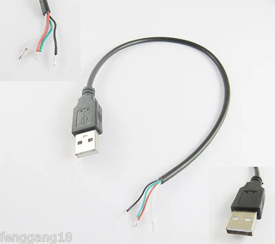 USB 2.0 A Type Male Plug 4 Pin 4 Wire Data Charge Cable Cord Connectors DIY 30cm - Image 1 of 2