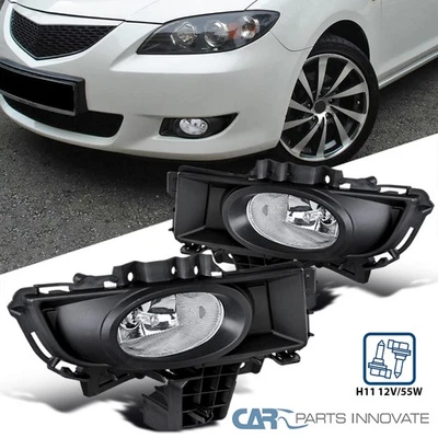 Fits 2007-2009 Mazda 3 Bumper Fog Light Sedan H11 Bulb w/ Wires Switch 07-09 Foto 1 de 4