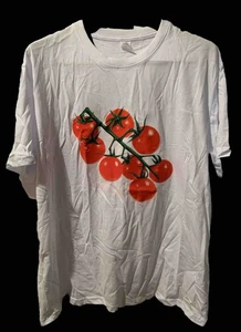 T-shirt pomodoro pomodori sulla vite maglietta unisex bianca con grafica 2XL 2X - Foto 1 di 8
