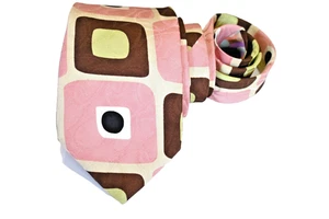 TED BAKER MEN'S TIE PINK/GEOMETRIC Width: 3.50" Length: 59" - Picture 1 of 4