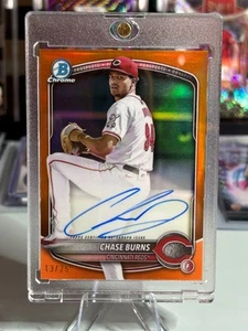 2025 Bowman Chrome Prospects Chase Burns True Orange Auto 13/25 - Picture 1 of 3