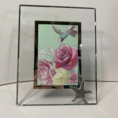 Glass & Pewter Starfish Photo Frame 4 x 6Beachcombers Beach House Decor See Pics - Image 1 of 4