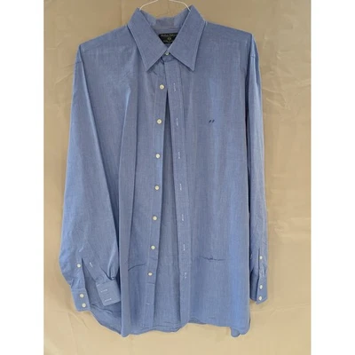 Tom James Mens Blue Custom Tailored Long Sleeve Dress Shirt Button Down 17" Neck - Image 1 of 4