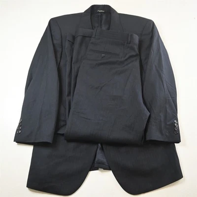 Jos A Bank 43R 44R 34x32 Navy Blue Herringbone 100% Wool Mens Jacket Pants Suit - Image 1 of 4